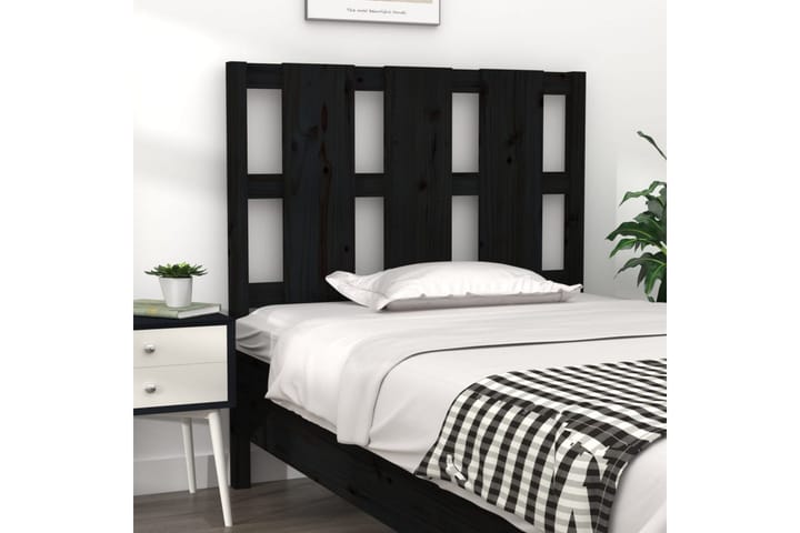 Sängynpääty musta 95,5x4x100 cm täysi mänty - Musta - Sängynpääty