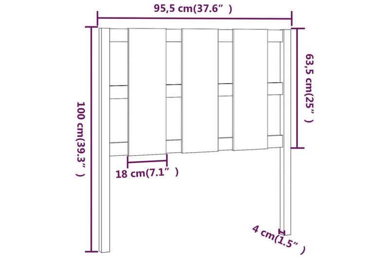Sängynpääty musta 95,5x4x100 cm täysi mänty - Musta - Huonekalut - Sänky - Sängyn lisävarusteet & sängynpäädyt - Sängynpääty
