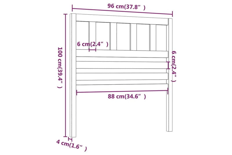 Sängynpääty musta 96x4x100 cm täysi mänty - Musta - Huonekalut - Sänky - Sängyn lisävarusteet & sängynpäädyt - Sängynpääty