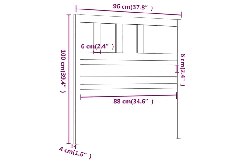 Sängynpääty musta 96x4x100 cm täysi mänty - Musta - Sängynpääty