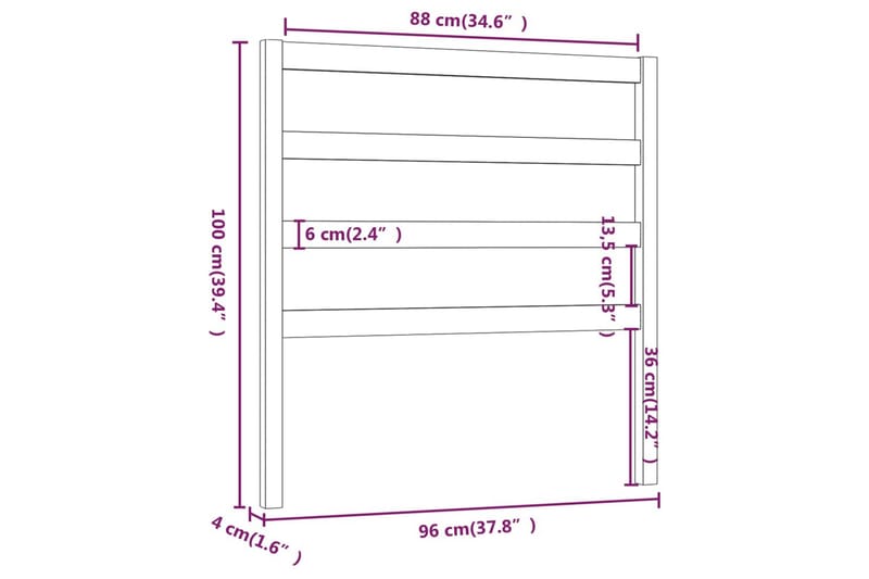Sängynpääty musta 96x4x100 cm täysi mänty - Musta - Huonekalut - Sänky - Sängyn lisävarusteet & sängynpäädyt - Sängynpääty