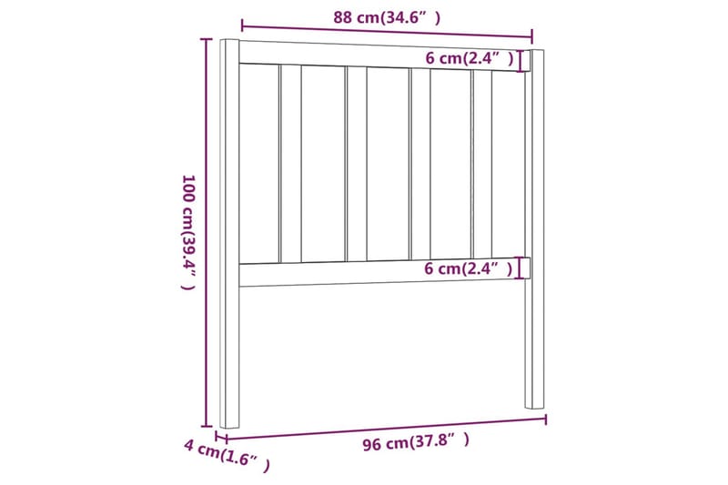 Sängynpääty musta 96x4x100 cm täysi mänty - Musta - Huonekalut - Sänky - Sängyn lisävarusteet & sängynpäädyt - Sängynpääty