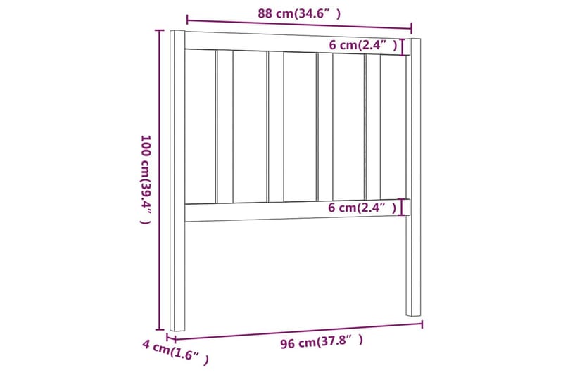 Sängynpääty musta 96x4x100 cm täysi mänty - Musta - Sängynpääty