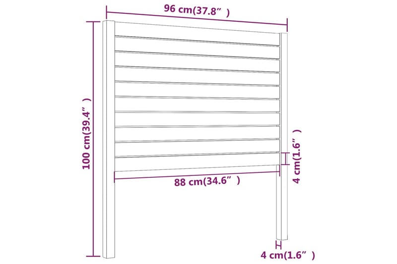 Sängynpääty musta 96x4x100 cm täysi mänty - Musta - Huonekalut - Sänky - Sängyn lisävarusteet & sängynpäädyt - Sängynpääty