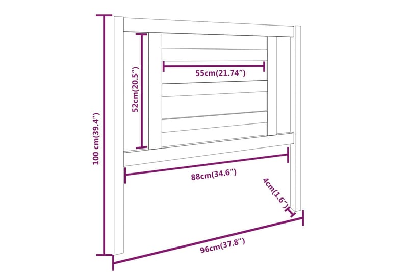 Sängynpääty musta 96x4x100 cm täysi mänty - Musta - Sängynpääty