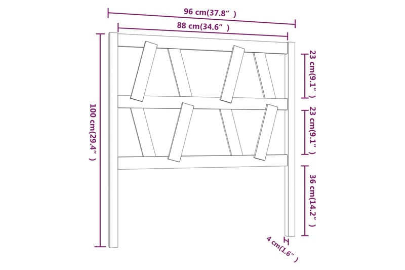 Sängynpääty musta 96x4x100 cm täysi mänty - Musta - Sängynpääty