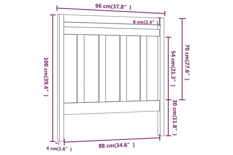 Sängynpääty musta 96x4x100 cm täysi mänty - Musta - Sängynpääty