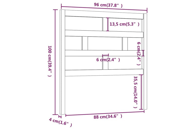 Sängynpääty musta 96x4x100 cm täysi mänty - Musta - Huonekalut - Sänky - Sängyn lisävarusteet & sängynpäädyt - Sängynpääty