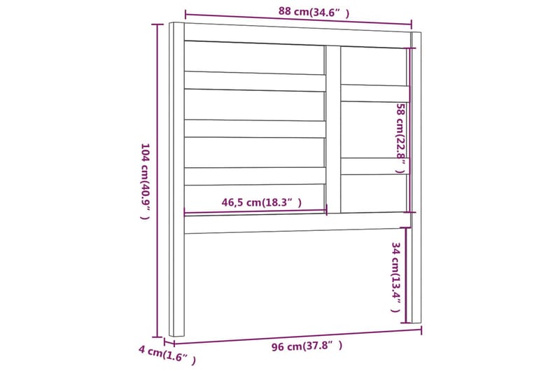 Sängynpääty musta 96x4x104 cm täysi mänty - Musta - Sängynpääty