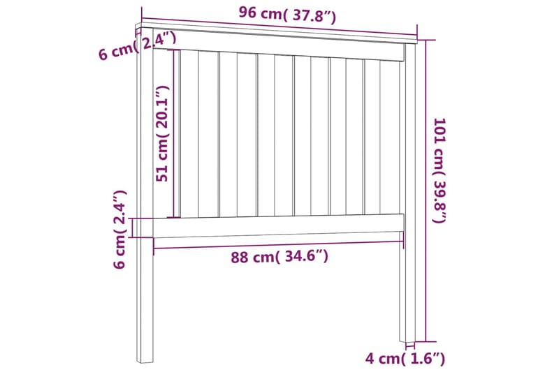 Sängynpääty musta 96x6x101 cm täysi mänty - Musta - Sängynpääty