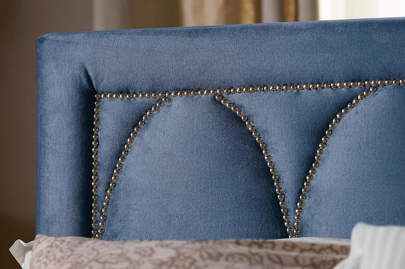 Sängynpääty Noyelles 180 cm - Tummansininen / Sametti - Huonekalut - Sänky - Sängyn lisävarusteet & sängynpäädyt - Sängynpääty