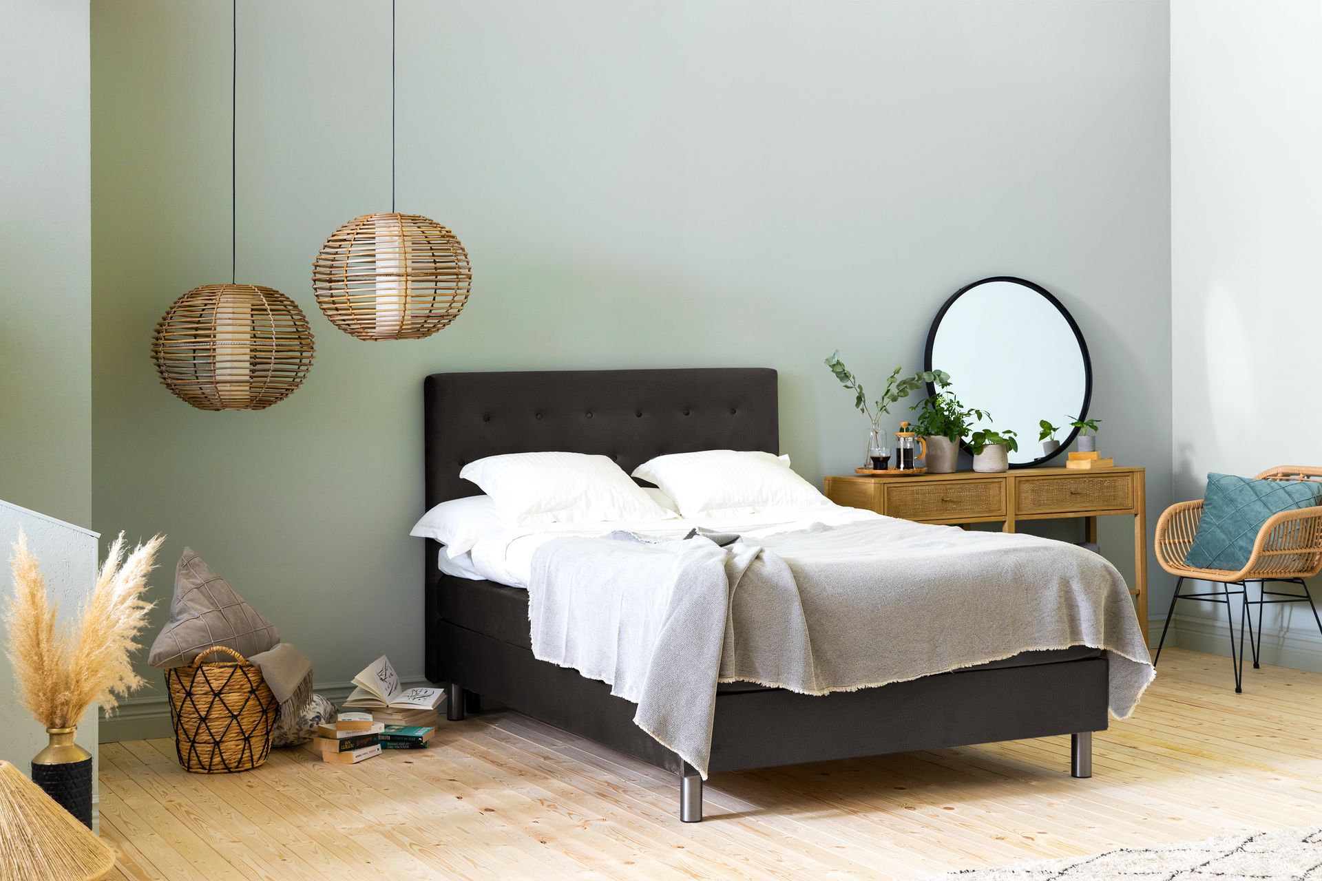 Sängynpääty Rebeca 120 cm Nappi - Tummanharmaa - Huonekalut - Sänky - Sängyn lisävarusteet & sängynpäädyt - Sängynpääty