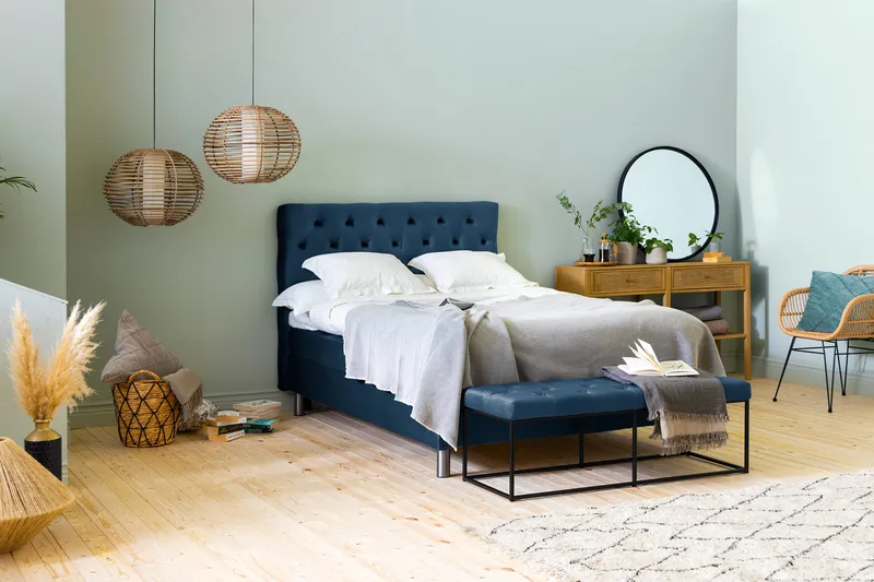 Sängynpääty Rebeca 140 cm Topattu - Sininen - Huonekalut - Sänky - Sängyn lisävarusteet & sängynpäädyt - Sängynpääty