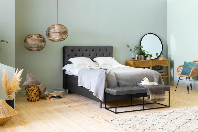 Sängynpääty Rebeca 140 cm Topattu - Tummanharmaa - Huonekalut - Sänky - Sängyn lisävarusteet & sängynpäädyt - Sängynpääty