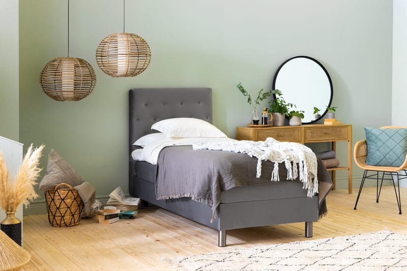 Sängynpääty Rebeca 90 cm Nappi - Harmaa - Huonekalut - Sänky - Sängyn lisävarusteet & sängynpäädyt - Sängynpääty