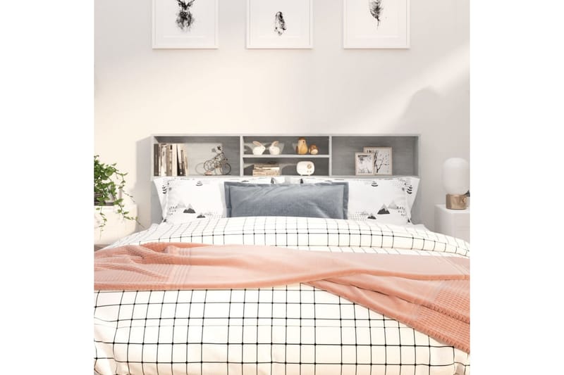 Sängynpääty säilytystilalla betoninharmaa 180x19x103,5 cm - Harmaa - Huonekalut - Sänky - Sängyn lisävarusteet & sängynpäädyt - Sängynpääty