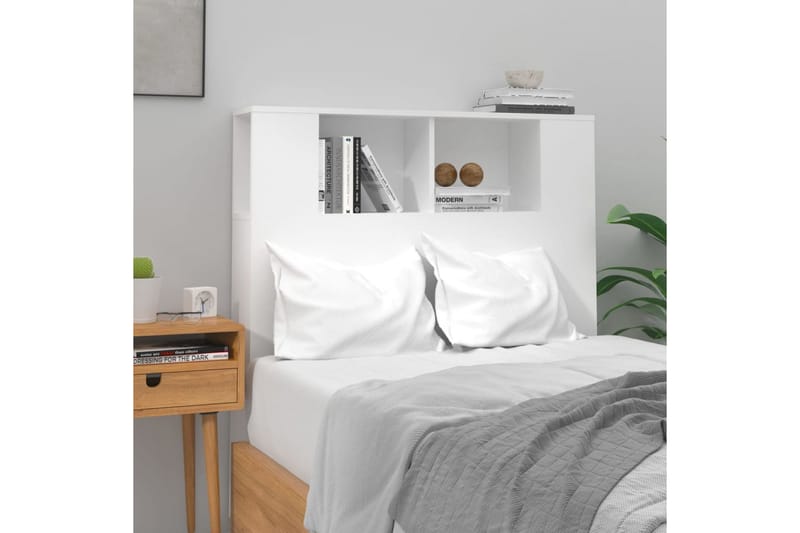 Sängynpääty säilytystilalla korkeakiilto valk 100x18,5x104,5 - Valkoinen - Huonekalut - Sänky - Sängyn lisävarusteet & sängynpäädyt - Sängynpääty