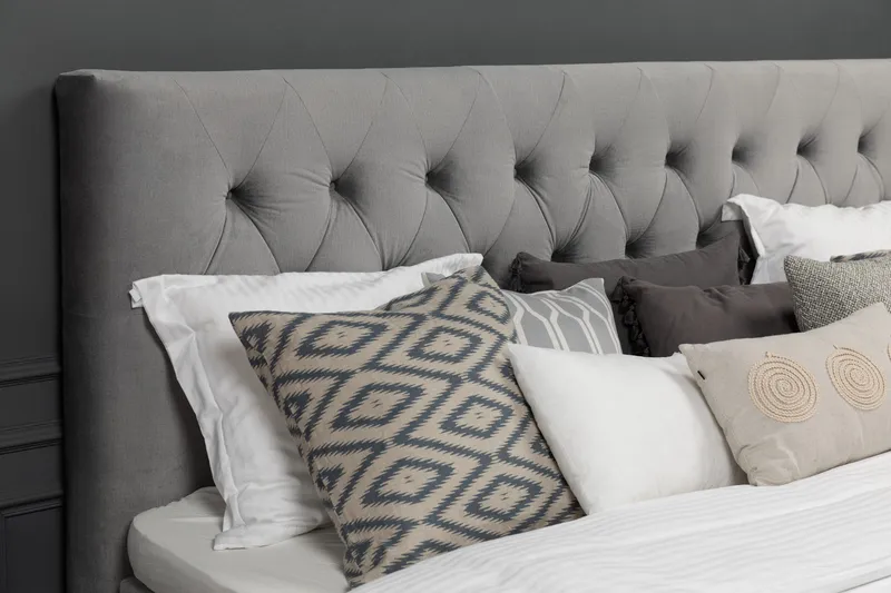Sängynpääty Torsö 160 cm Sametti - Vaaleanharmaa - Huonekalut - Sänky - Sängyn lisävarusteet & sängynpäädyt - Sängynpääty