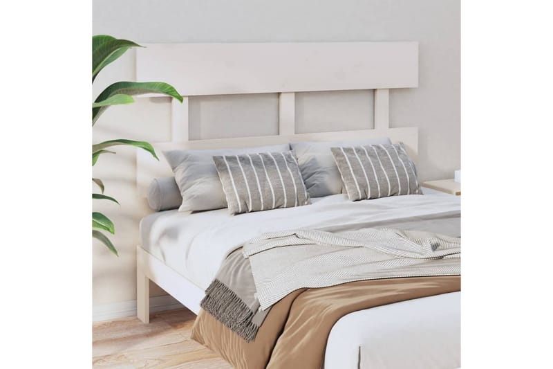 Sängynpääty valkoinen 124x3x81 cm täysi mänty - Valkoinen - Huonekalut - Sänky - Sängyn lisävarusteet & sängynpäädyt - Sängynpääty