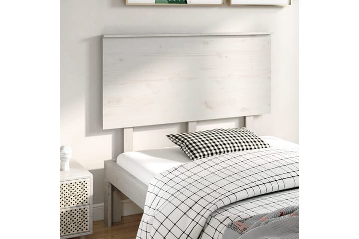 Sängynpääty valkoinen 124x6x82,5 cm täysi mänty - Valkoinen - Sängynpääty