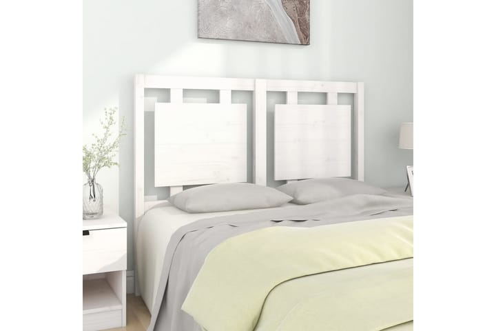Sängynpääty valkoinen 125,5x4x100 cm täysi mänty - Valkoinen - Sängynpääty