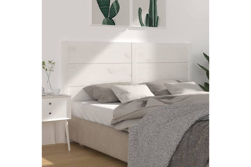 Sängynpääty valkoinen 126x4x100 cm täysi mänty - Valkoinen - Huonekalut - Sänky - Sängyn lisävarusteet & sängynpäädyt - Sängynpääty