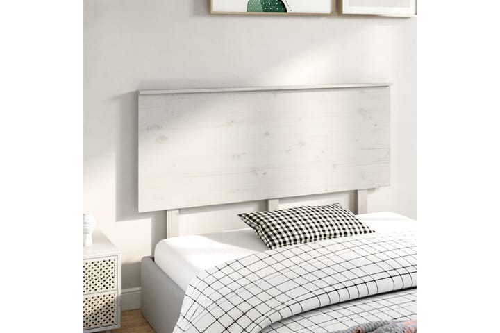 Sängynpääty valkoinen 144x6x82,5 cm täysi mänty - Valkoinen - Sängynpääty