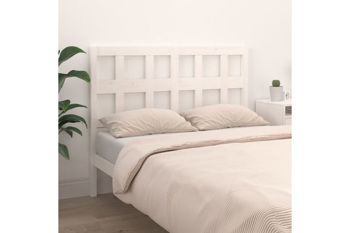 Sängynpääty valkoinen 145,5x4x100 cm täysi mänty - Valkoinen - Sängynpääty
