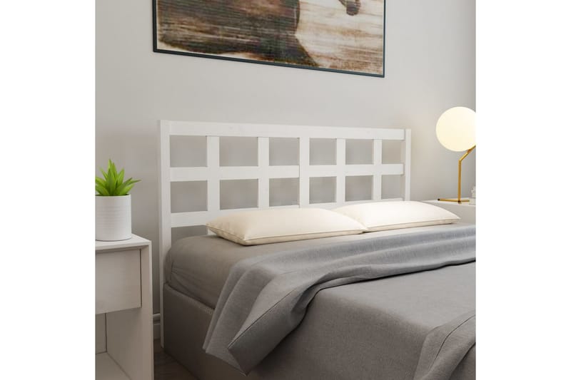 Sängynpääty valkoinen 145,5x4x100 cm täysi mänty - Valkoinen - Huonekalut - Sänky - Sängyn lisävarusteet & sängynpäädyt - Sängynpääty