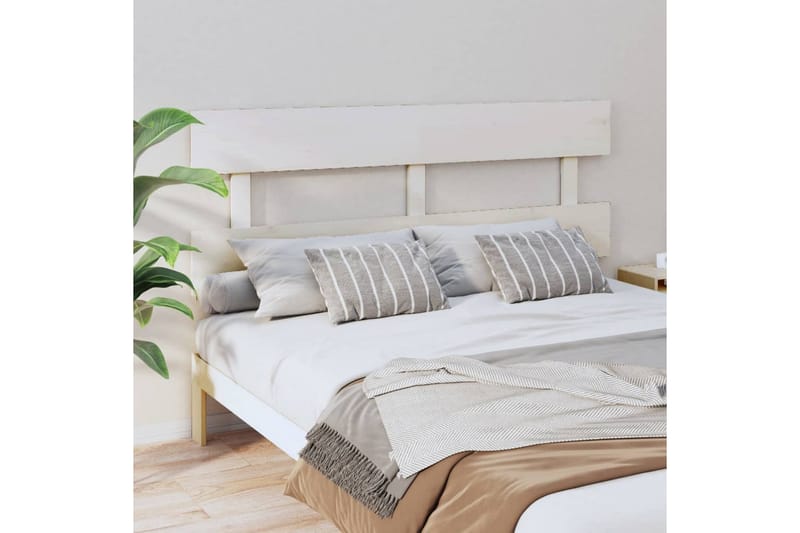 Sängynpääty valkoinen 164x3x81 cm täysi mänty - Valkoinen - Huonekalut - Sänky - Sängyn lisävarusteet & sängynpäädyt - Sängynpääty