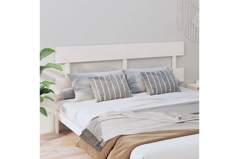Sängynpääty valkoinen 204x3x81 cm täysi mänty - Valkoinen - Huonekalut - Sänky - Sängyn lisävarusteet & sängynpäädyt - Sängynpääty