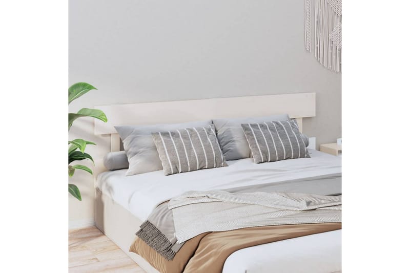 Sängynpääty valkoinen 204x3x81 cm täysi mänty - Valkoinen - Huonekalut - Sänky - Sängyn lisävarusteet & sängynpäädyt - Sängynpääty