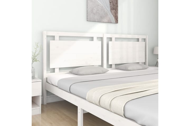 Sängynpääty valkoinen 205,5x4x100 cm täysi mänty - Valkoinen - Sängynpääty