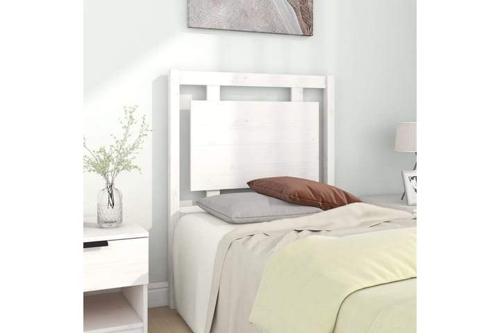 Sängynpääty valkoinen 80,5x4x100 cm täysi mänty - Valkoinen - Sängynpääty