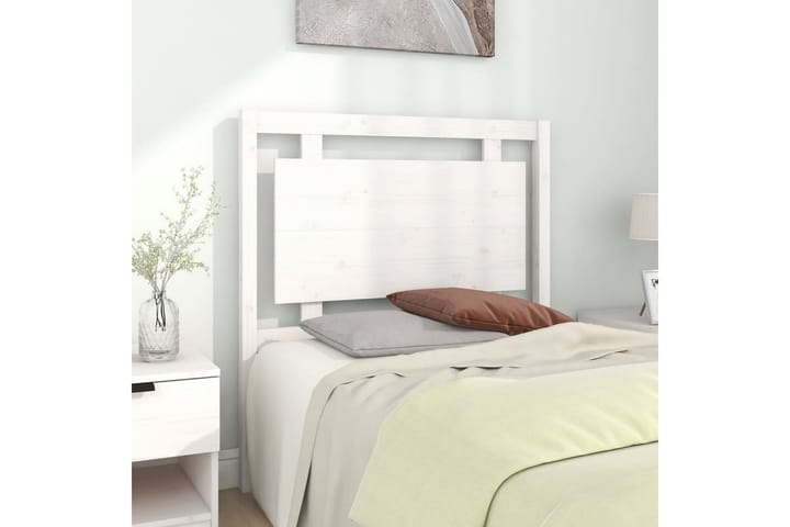Sängynpääty valkoinen 95,5x4x100 cm täysi mänty - Valkoinen - Sängynpääty