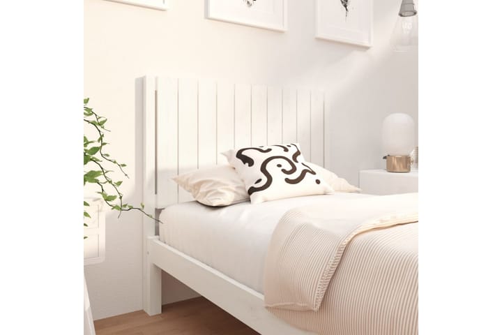 Sängynpääty valkoinen 105,5x4x100 cm täysi mänty - Valkoinen - Sängynpääty