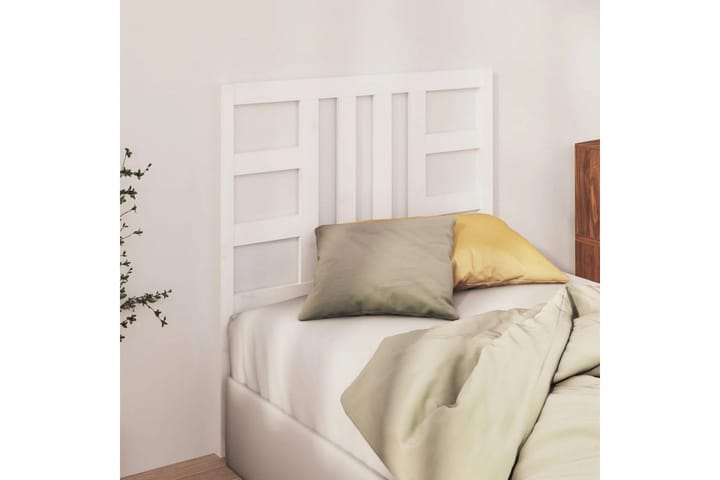 Sängynpääty valkoinen 106x4x100 cm täysi mänty - Valkoinen - Sängynpääty