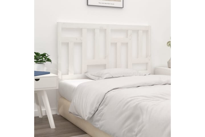Sängynpääty valkoinen 140,5x4x100 cm täysi mänty - Valkoinen - Sängynpääty