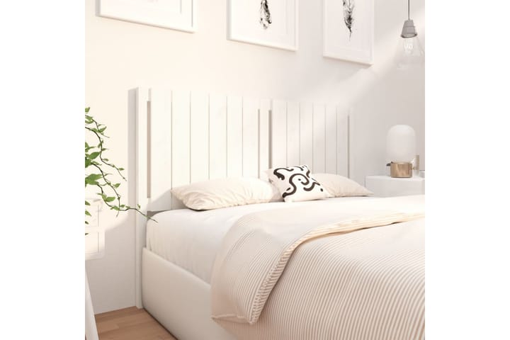 Sängynpääty valkoinen 140,5x4x100 cm täysi mänty - Valkoinen - Sängynpääty