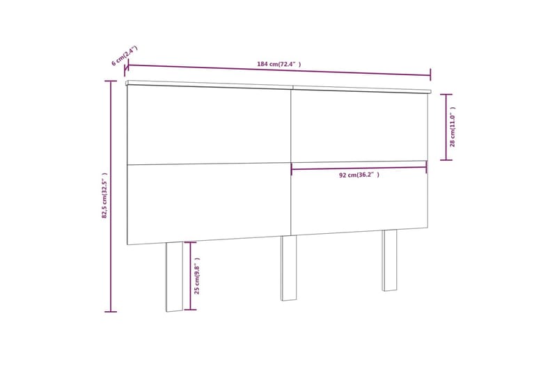 Sängynpääty valkoinen 184x6x82,5 cm täysi mänty - Valkoinen - Huonekalut - Sänky - Sängyn lisävarusteet & sängynpäädyt - Sängynpääty
