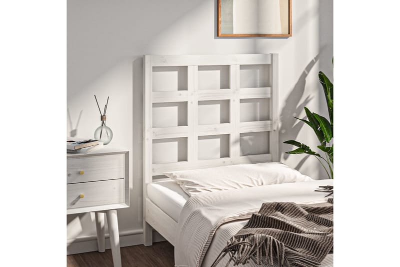 Sängynpääty valkoinen 80,5x4x100 cm täysi mänty - Valkoinen - Huonekalut - Sänky - Sängyn lisävarusteet & sängynpäädyt - Sängynpääty