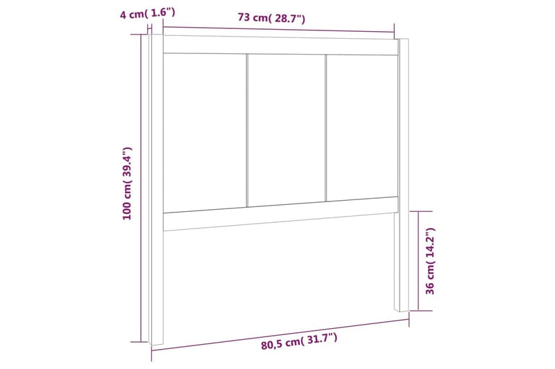 Sängynpääty valkoinen 80,5x4x100 cm täysi mänty - Valkoinen - Huonekalut - Sänky - Sängyn lisävarusteet & sängynpäädyt - Sängynpääty