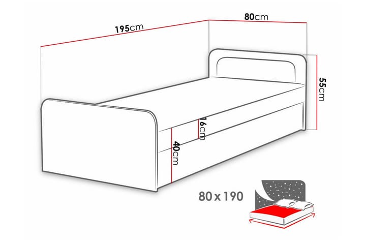 Sängynrunko Abbeyfield 80x190 cm - Valkoinen - Sänkykehikot & sängynrungot