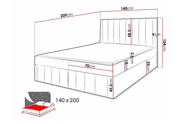 Sängynrunko Bandon 140x200 cm - Beige - Sänkykehikot & sängynrungot