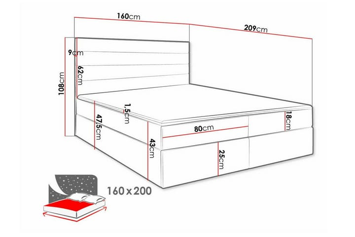 Sängynrunko Bandon 160x200 cm - Musta - Sänkykehikot & sängynrungot