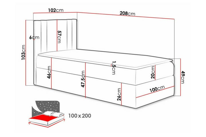 Sängynrunko Betvallen 100x200 cm - Musta - Sänkykehikot & sängynrungot