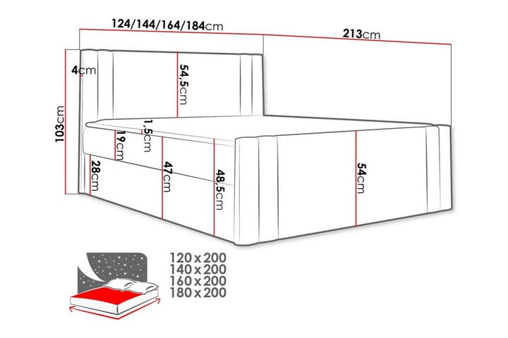 Sängynrunko Betvallen 120x200 cm - Tummanpunainen - Sänkykehikot & sängynrungot
