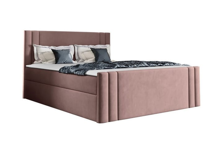 Sängynrunko Betvallen 140x200 cm - Vaaleanpunainen - Sänkykehikot & sängynrungot