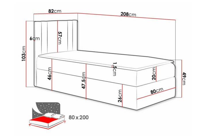 Sängynrunko Betvallen 80x200 cm - Valkoinen - Sänkykehikot & sängynrungot