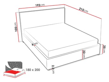 sängynrunko BIANCO Grant 20 180 × 200 cm - tummanharmaa - Huonekalut - Sänky - Sänkykehikot & sängynrungot